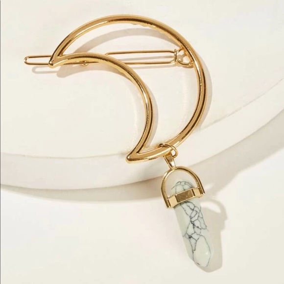 Moon & Marble Stone Charm Hairpin - Picture 5 of 7